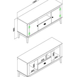 Rack - Colonial 135x66x41 Cm 2 Portas 1 Gaveta - 3