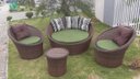 Ver imagem 1 de Conjunto Chaise Orbit em Fibra Sintética + 2 Poltronas Bola + Mesa Centro