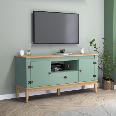 Rack - Colonial 135x66x41 Cm 2 Portas 1 Gaveta