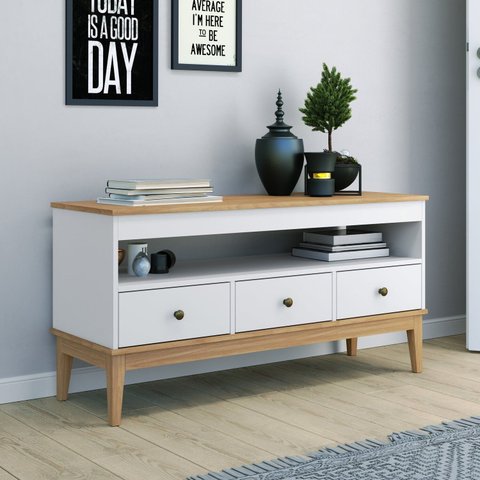 Rack 120cm Colonial X 3 Gavetas Mel/Branco