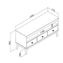 Rack - Colonial 1200cm X 600cm X 410cm 3 Gavetas - 3