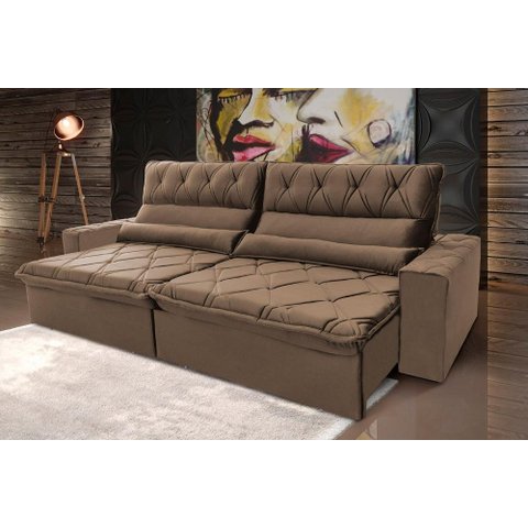 Sofá Retrátil/reclinável França 230cm Suede Velut com Molas no Assento - King House