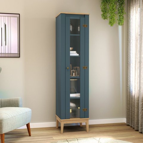 Cristaleira - Colonial 450cm x 1800cm x 405cm 1 Porta Cinza/Mel/Petroleo
