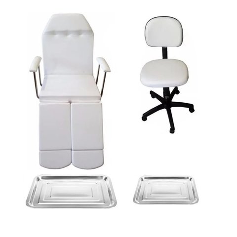Kit Podologia Básico Maca Cadeira e Mocho Bandejas