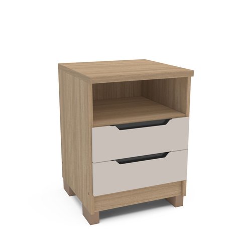 Conjunto 2 Mesas de Cabeceira Auxiliar 45cm 2 Gavetas com Nicho Barcelona Politorno Móveis