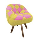 Ver imagem 2 de Poltrona Paloma Escritório Sala Giratória Madeira Suede Amarelo e Suede Pink - Dominic Decor