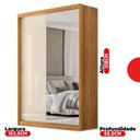 Ver imagem 3 de Guarda-roupa Solteiro com Espelho 2 Portas de Correr 4 Gavetas Cinamon/Off-White London