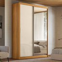 Ver imagem 1 de Guarda-Roupa Casal com Espelho 2 Portas de Correr e 3 Gavetas 100% MDF London Cinamon/Off-White