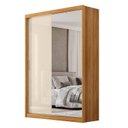 Ver imagem 2 de Guarda-Roupa Casal com Espelho 2 Portas de Correr e 4 Gavetas 100% MDF London Cinamon/Off-White