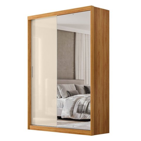 Guarda-roupa Casal com Espelho 2 Portas de Correr e 4 Gavetas 100% MDF London