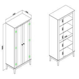 Cristaleira - Colonial 750cm X 1800cm X 410cm 2 Portas - 3