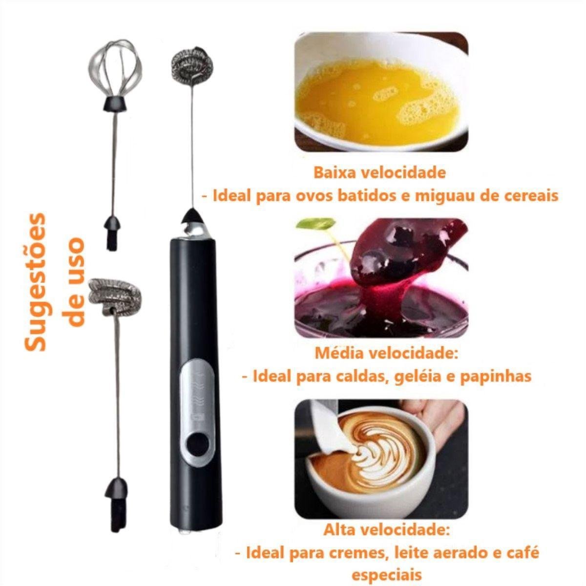 Batedor Misturador Mixer Elétrico 2x1 Bebidas Leite Café - 8