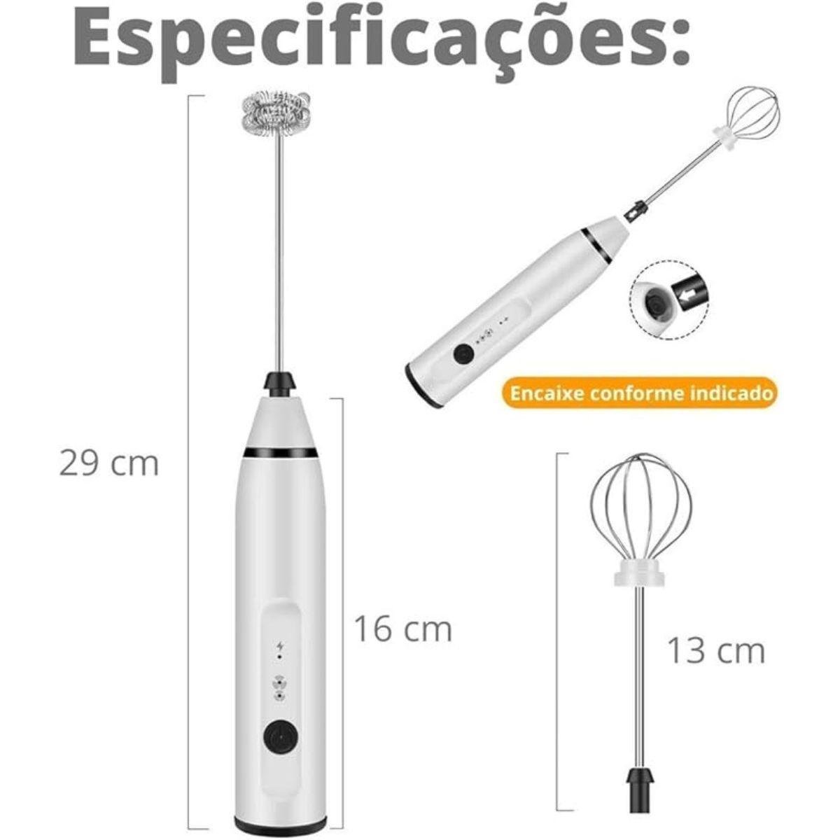 Batedor Misturador Mixer Elétrico 2x1 Bebidas Leite Café - 5