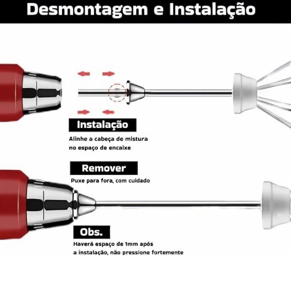 Batedor Misturador Mixer Elétrico 2x1 Bebidas Leite Café - 6