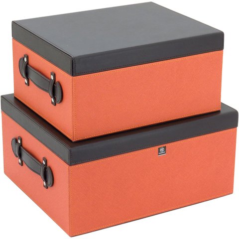 HOME&CO LOLYTTE CAIXA ORGANIZADORA 17x35x29cm SINTÉTICO LARANJA 2PÇ