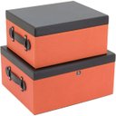 Ver imagem 1 de HOME&CO LOLYTTE CAIXA ORGANIZADORA 17x35x29cm SINTÉTICO LARANJA 2PÇ