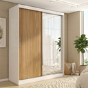 Ver imagem 4 de Guarda-Roupa Casal com Espelho 2 Portas de Correr e 4 Gavetas 100% MDF London Branco