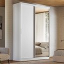 Ver imagem 1 de Guarda-Roupa Casal com Espelho 2 Portas de Correr e 3 Gavetas 100% MDF London Prime Ii Branco