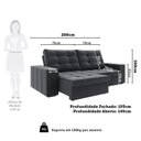 Ver imagem 5 de Sofá Retrátil e Reclinável 3 Lugares 200cm Bahamas Espresso Móveis