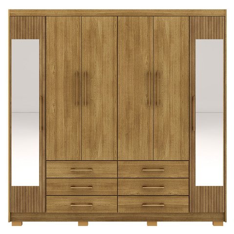 Guarda-roupa Casal 6 Portas 6 Gavetas 100% Mdf Espelho Cadence Nature/brisa