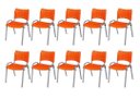Ver imagem 2 de Cadeira Iso Base Cinza, Igreja, Escola, Escritório - Laranja Kit 10 Peças