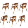Kit 6 Cadeiras para Mesa de Jantar com Encosto Curvo em Madeira Maciça Hibisco - 1