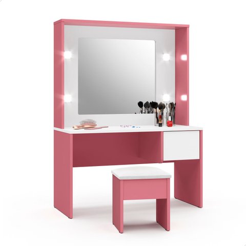 Cantinho da Beleza Penteadeira Infantil com Banqueta Rosa