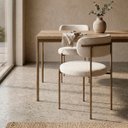 Ver imagem 3 de Kit de Duas Cadeira Estofada Bouclé para Sala de Jantar Base Fixa Metal Carbono Monah Hope Bouclé Br