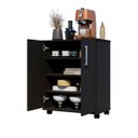 Ver imagem 3 de Armário Multiuso Compacto com Rodízios 2 Portas Preto