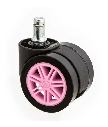 Kit 5 Rodinhas 55mm P/ Cadeira Gamer Anti-risco Silicone/pu:rosa