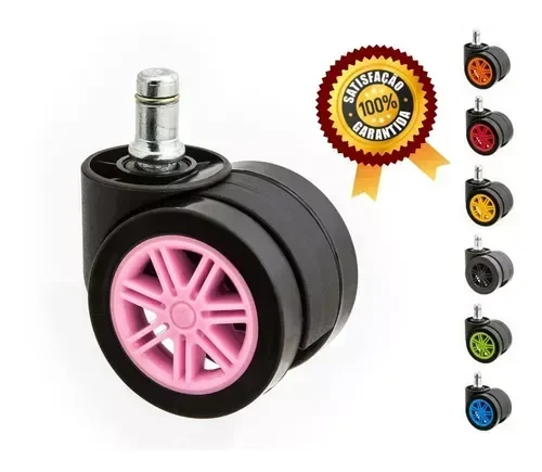 Kit 5 Rodinhas 55mm P/ Cadeira Gamer Anti-risco Silicone/pu:rosa - 2