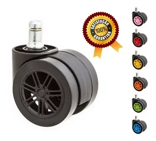 Kit 5 Rodinhas 55mm P/ Cadeira Gamer Anti-risco Silicone/pu:rosa - 6