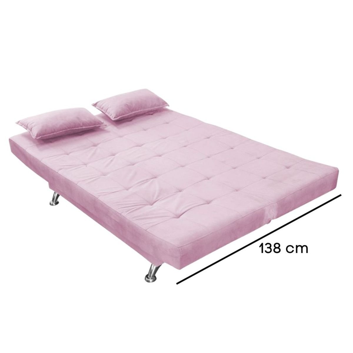 Sofá Cama Casal Com Almofadas 3 Lugares Melina Suede Rosê - 4