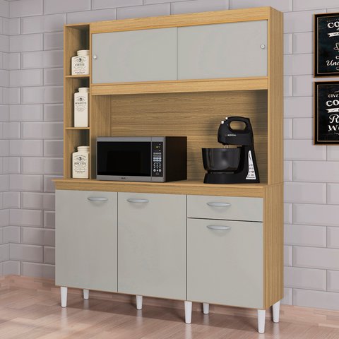 Armário de Cozinha Compacta 140cm Parisi P11 Damasco/off White - Mpozenato