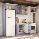 Ver imagem 3 de Cozinha Planejada 5 Peças 3 Aéreo 1 Balcão com Tampo 1 Kit Lateral Marselha CabeCasa MadeiraOriginals Azul/Sereno