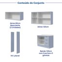 Ver imagem 7 de Cozinha Planejada 5 Peças 3 Aéreo 1 Balcão com Tampo 1 Kit Lateral Marselha CabeCasa MadeiraOriginals Azul/Sereno