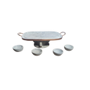 Ver imagem 3 de Fondue Retangular 30x20cm Pedra Sabão e 4 Tigelas para Molho