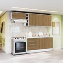 Ver imagem 1 de Armário de Cozinha Completa Garrafeiro 100% Mdf 260cm Branco/nogueira Celeste Kappesberg