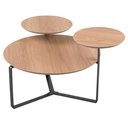 Ver imagem 1 de Mesa de Centro Industrial Chanfrada Artesano 83 Cm (larg) 3 Tampos Mdp Hanover (mel) Pé Aço Preto