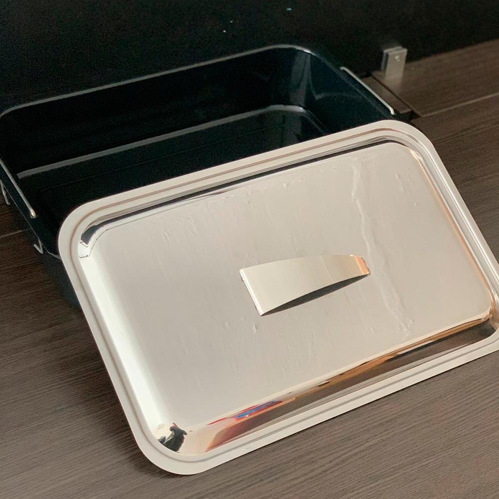 Forma Assadeira com Grelha Esmaltada + Tampa Aço Inox Forno - 7