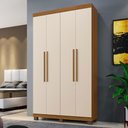 Ver imagem 1 de Guarda-roupa Casal Viena 4 Portas 3 Gavetas Cinamomo/off White - Panorama Móveis
