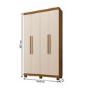 Ver imagem 4 de Guarda-roupa Casal Viena 4 Portas 3 Gavetas Cinamomo/off White - Panorama Móveis