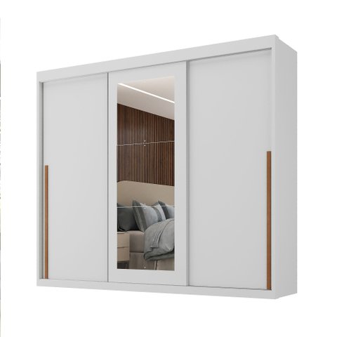 Guarda-roupa Casal 3 Portas de Correr e 6 Gavetas Spazio