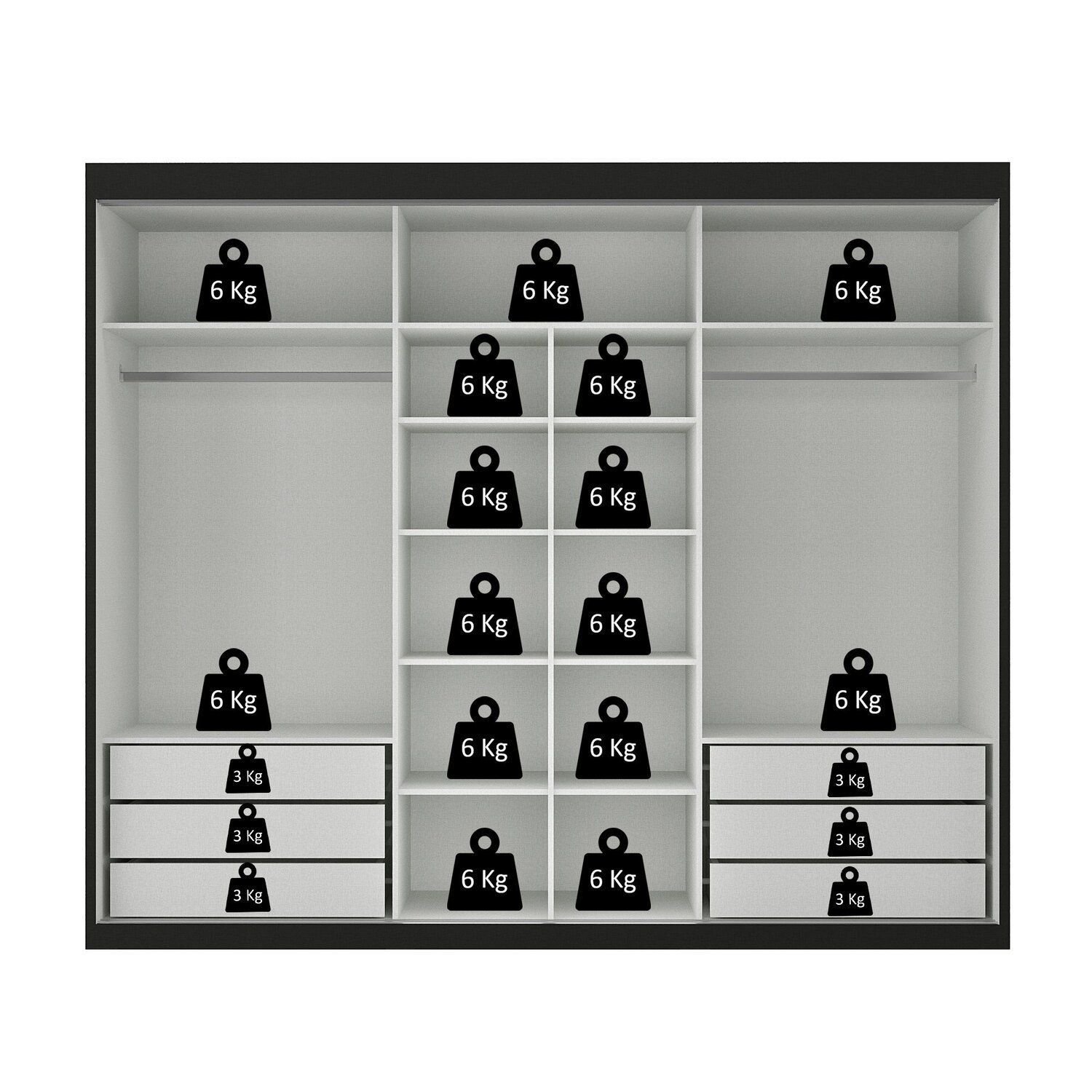 Guarda-roupa Casal 3 Portas de Correr e 6 Gavetas Spazio - 5