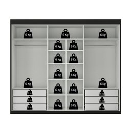 Guarda-roupa Casal 3 Portas de Correr e 6 Gavetas Spazio - 5