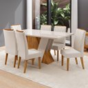 Ver imagem 4 de Conjunto Sala de Jantar 6 Lugares Retangular Tampo de Vidro/MDF Xangai Cobre/Off White/Bege - Casa g