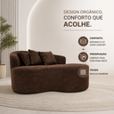 Ver imagem 3 de Recamier Divã Namoradeira Lille Tecido Bouclé Orgânico Curvo Moderno Luxuoso p/ Sala Recepção Hall