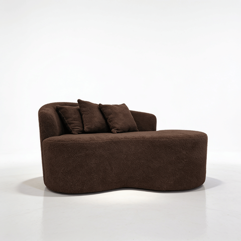 Recamier Divã Namoradeira Lille Tecido Bouclé Orgânico Curvo Moderno Luxuoso p/ Sala Recepção Hall