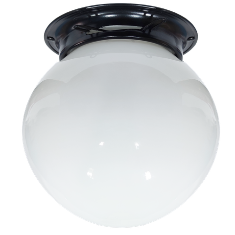 Plafon Colonial Chapa Preto Globo Leitoso 10x20 Retrô