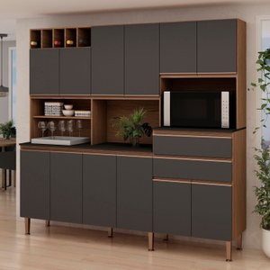 Cozinha Compacta Malbec 12 Portas 100% Mdf com Tampo